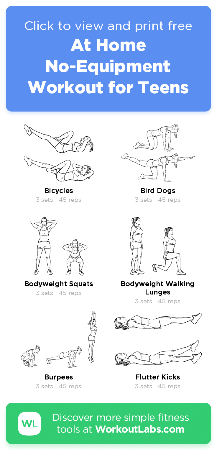 At Home No-Equipment Workout for Teens · WorkoutLabs Fit -   fitness Routine for teens