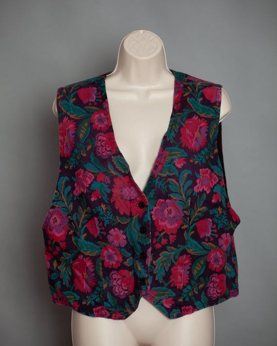 80s 90s Women's Floral Pattern Vest -   style 90s woman