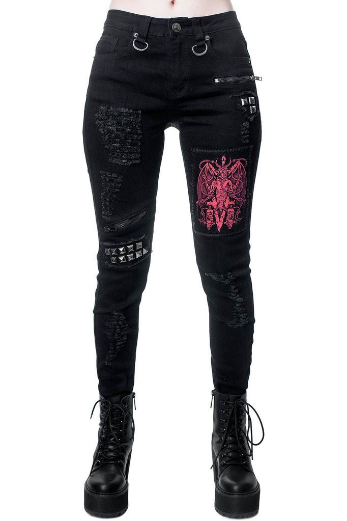Forsaken Jeans - XS / Black -   style Edgy punk