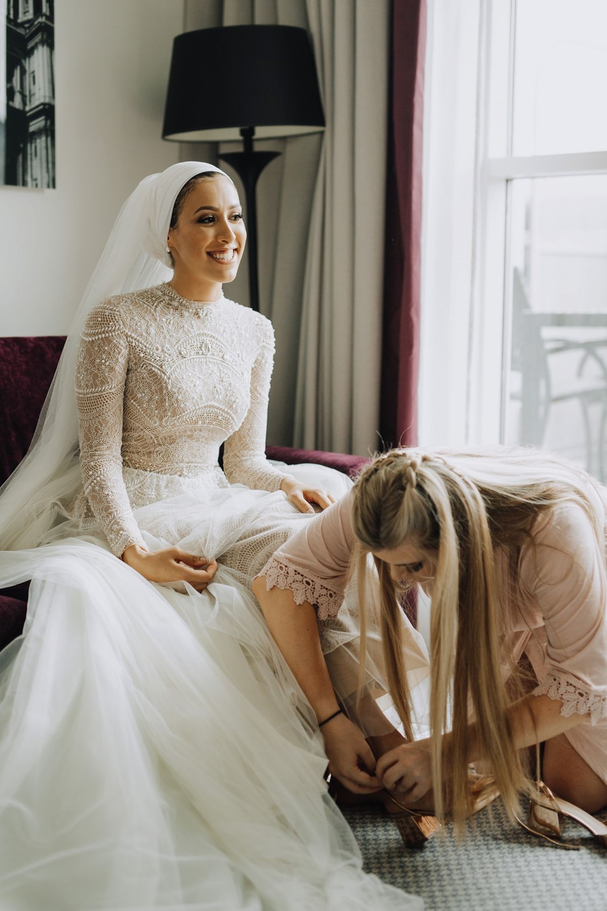 An Ersa Atelier Gown, Humara Waiza Hijab + First Look For Modern Multicultural Wedding in London -   style Hijab wedding
