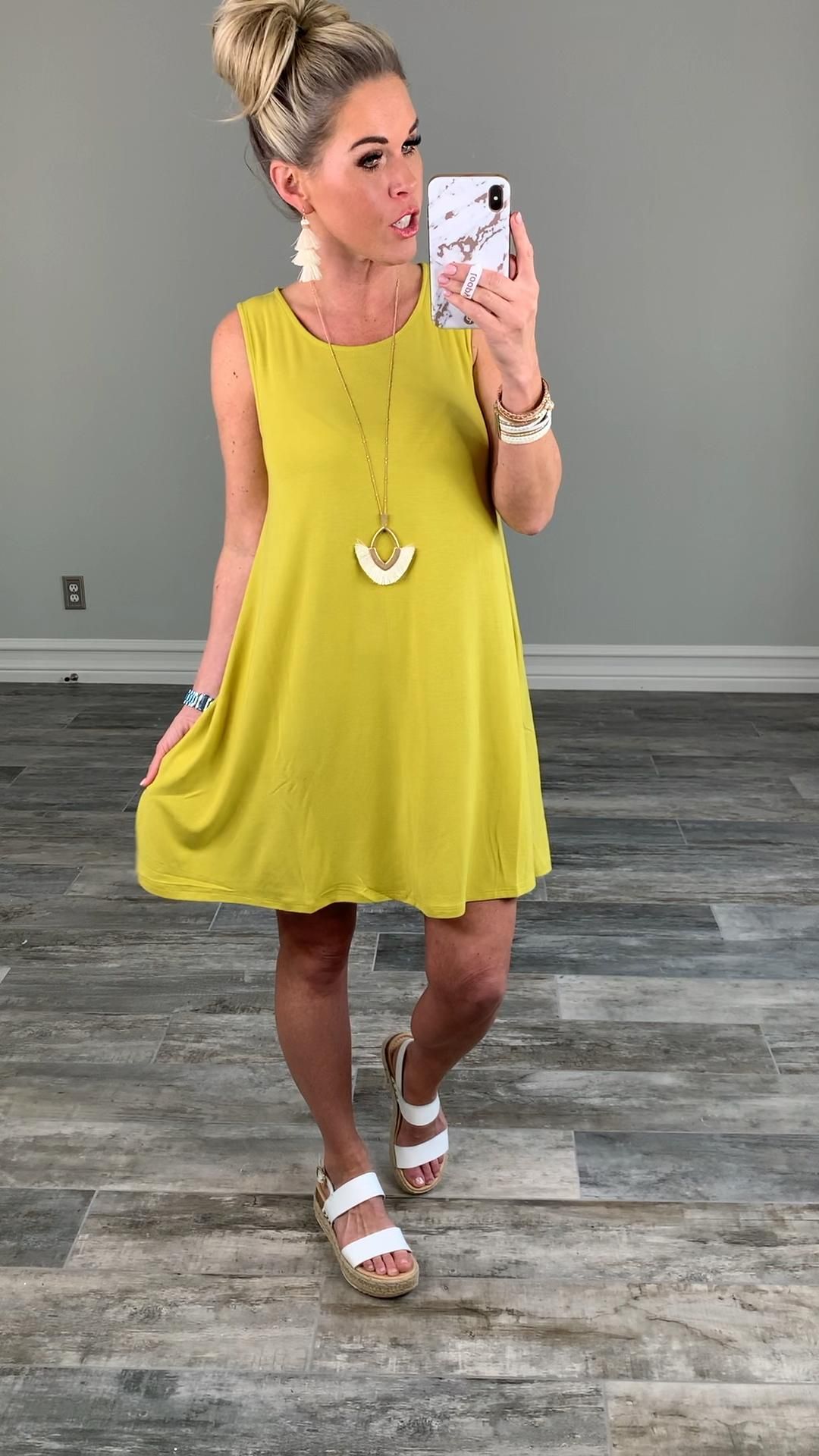Basic Pocket Tank Dress - Pear – privityboutique -   style Spring casual