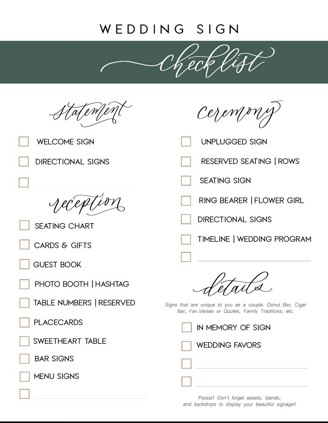 FREE Wedding Sign Checklist by Mulberry Market Designs -   wedding Checklist downloadable