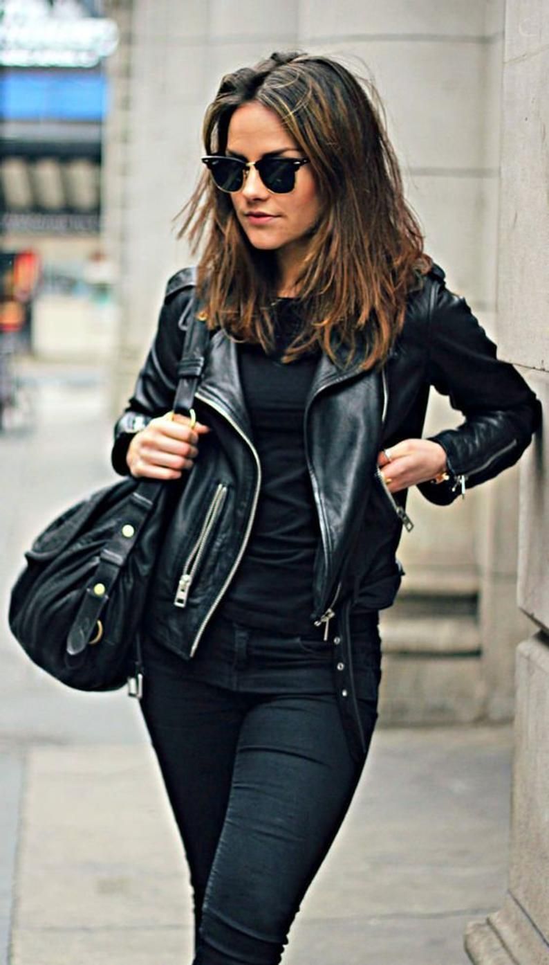 Women Genuine Leather Jacket, Handmade Jacket, Motorcycle Slim Fit Racer Jackets,Black Leather Jacket for women -   14 style Frauen alternativ ideas
