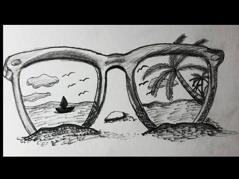 How to draw Easy Pencil Colour Scenery step by step for beginners || Beautiful Beach Scene Scenery -   15 beauty Drawings for teens ideas