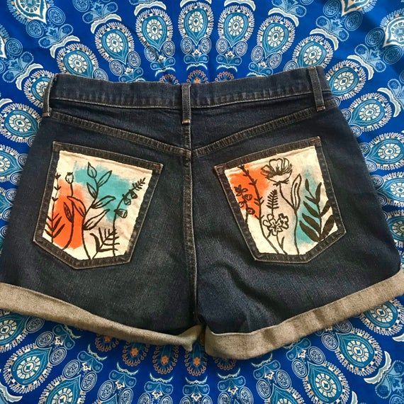 Shorts Hand-painted, Floral -   15 diy Tumblr masculino ideas