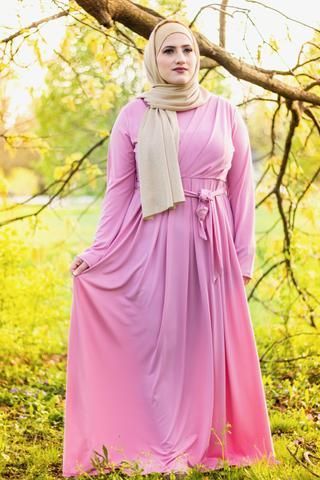 Long Sleeve Criss Cross Maxi Dress - Pink -   17 beauty Dresses hijab ideas