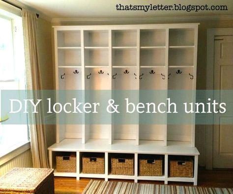 Love. DIY mudroom lockers. Like how the seat comes out so kids can stand on them to get to the upper shelves themselves. -   17 diy Interieur schoenen ideas