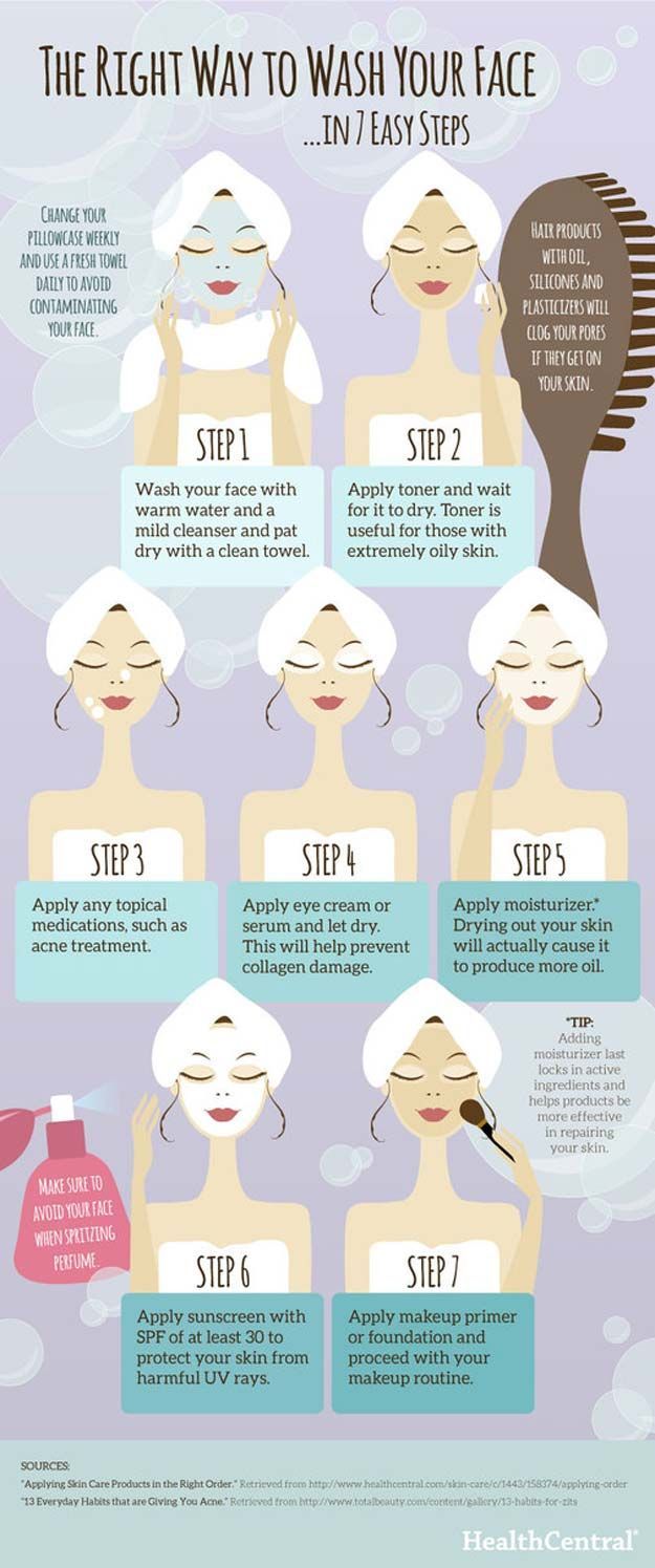 The Right Way to Wash Your Face... in 7 Easy Steps - Skin Care -   18 beauty Hacks for teenagers ideas