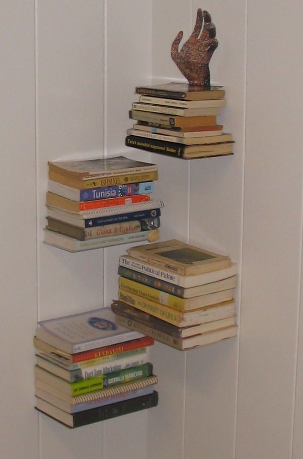 Invisible Book Shelf -   18 diy Bookshelf hanging ideas