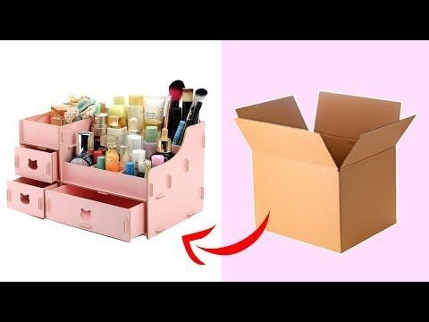 DIY Organizer| DIY Makeup Storage and Organization From Cardboard -   18 diy Box makeup ideas