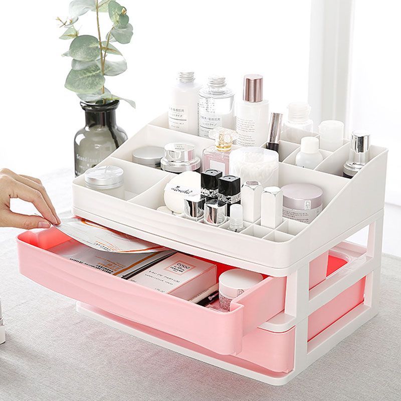 Small Makeup Organizer DIY Holder Storage Rack Home Capacity Make up Caddy Shelf Cosmetics Organizer Box Best for Countertop (Top Grid Organizer is Optional to Purchase) -   18 diy Box makeup ideas
