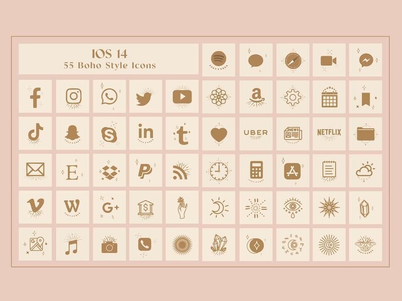 IOS 14 Boho App Covers, 55 Beige App Icons -   18 style Icons boho ideas