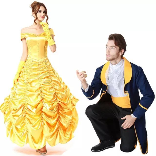 US $9.0 30% OFF|Adult Cosplay Costume Set Couple Costumes Princess Belle Dress Prince Halloween Outfit Men Women|Holidays Costumes|   - AliExpress -   19 beauty And The Beast costume ideas