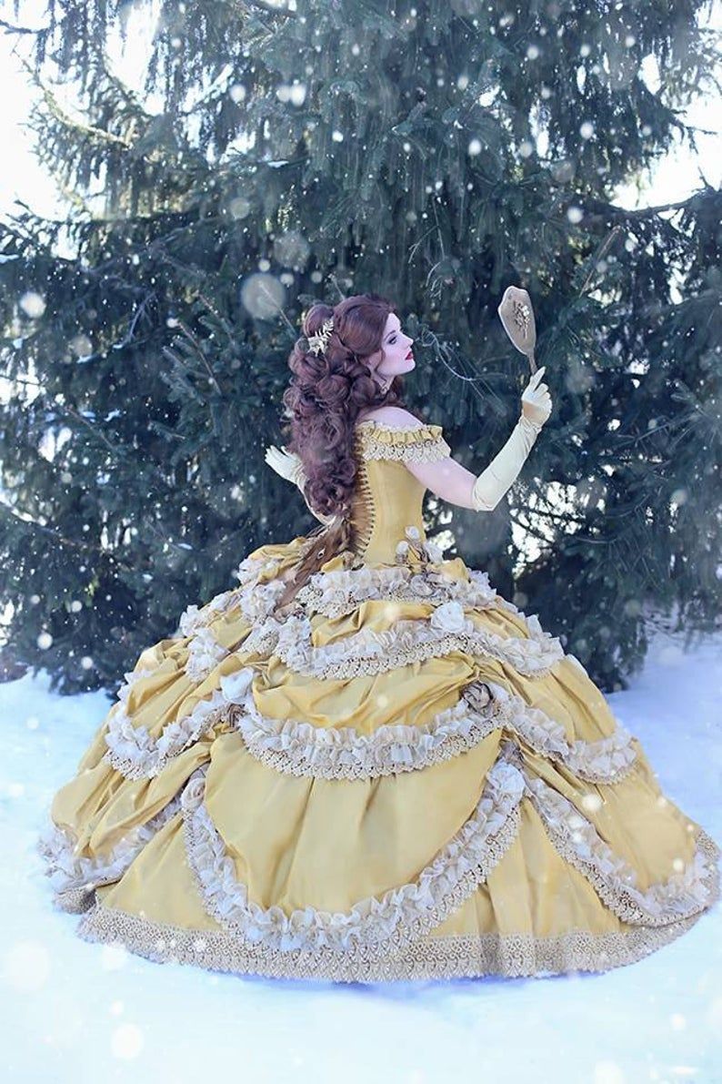 Beauty and the Beast Wedding Dress - Couture Belle Dress Corset Faitytale Gown - Disney Wedding 