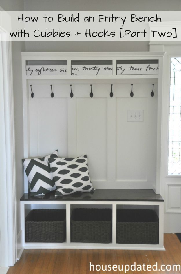 How to Build an Entry Bench with Cubbies and Hooks [Part Two] - House Updated -   19 diy 100 inspiration ideas