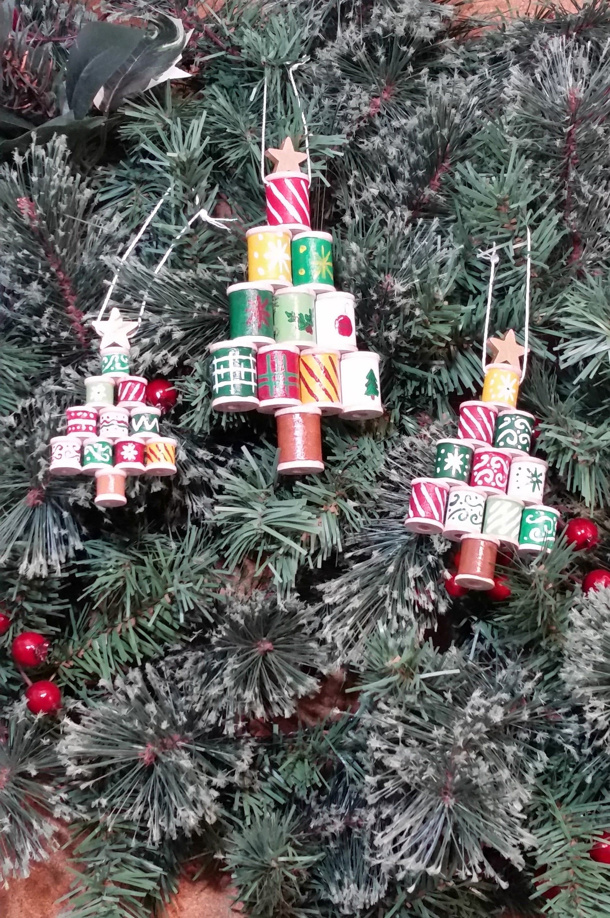 Spool tree, tree ornaments set, Spool Christmas ornament, wooden spool Christmas ornament, wood ornament, wood tree ornament, ornaments set -   19 diy Christmas projects ideas