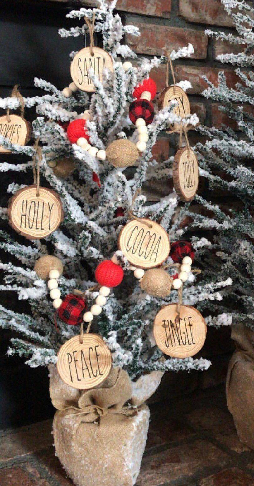 Rae dunn inspired christmas ornaments, gift, wood slice ornaments -   19 diy Christmas projects ideas