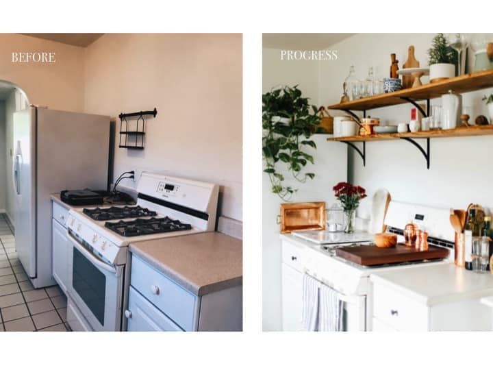 My Rental Kitchen: California Farmhouse Makeover & Progress Photos - College Housewife -   19 diy Kitchen decorating ideas