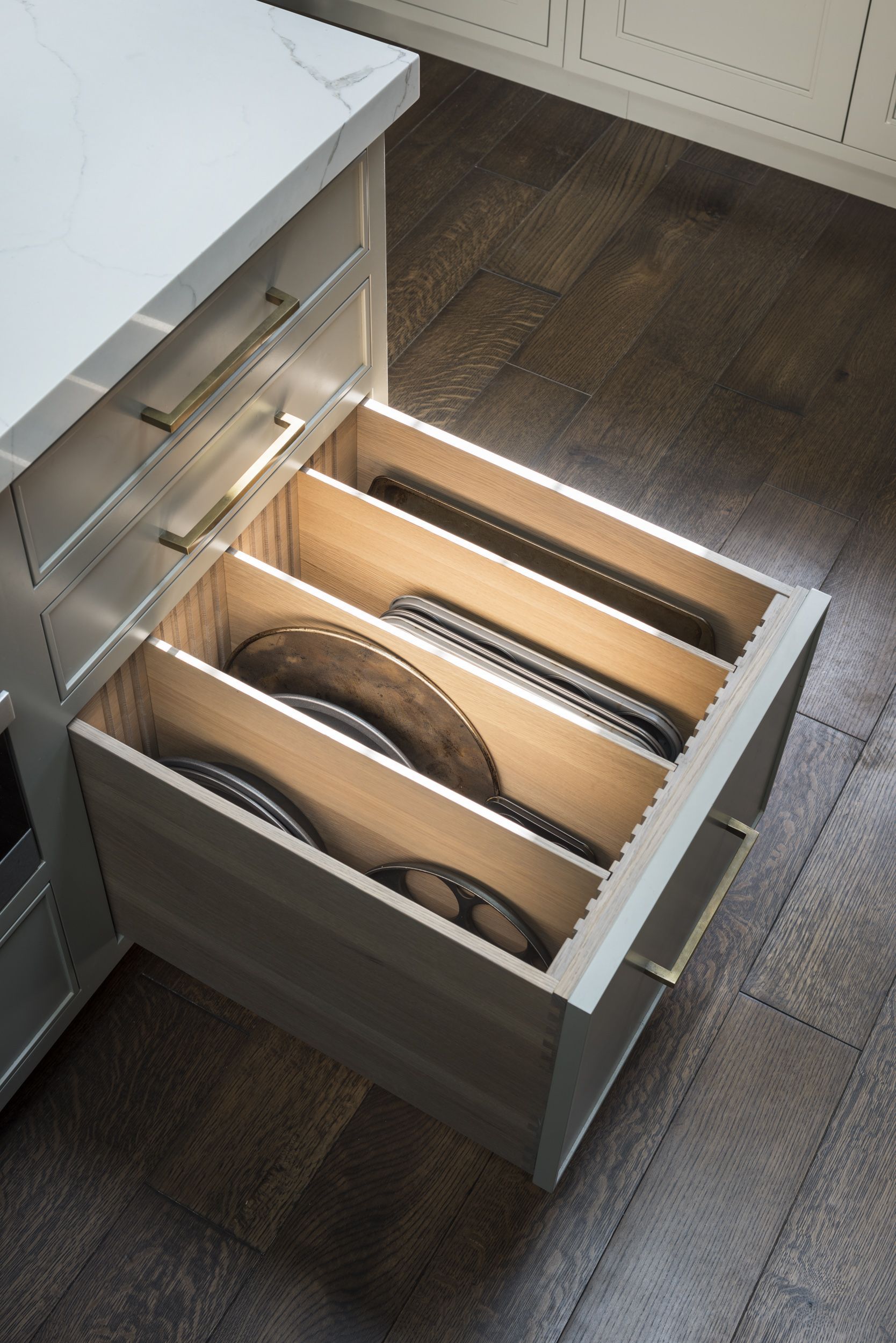 Versatile Tray and Pan Storage Deep Drawer for Kitchen Organization by Studio Dearborn -   19 diy Kitchen tools ideas