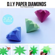 3D paper diamonds -   19 diy Paper diamond ideas