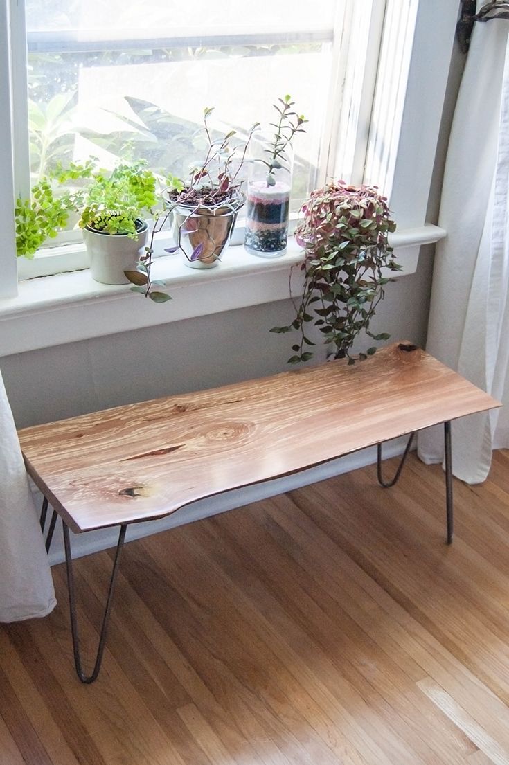 DIY Live-Edge Wood Bench with Hairpin Legs -   19 diy Wood bench ideas