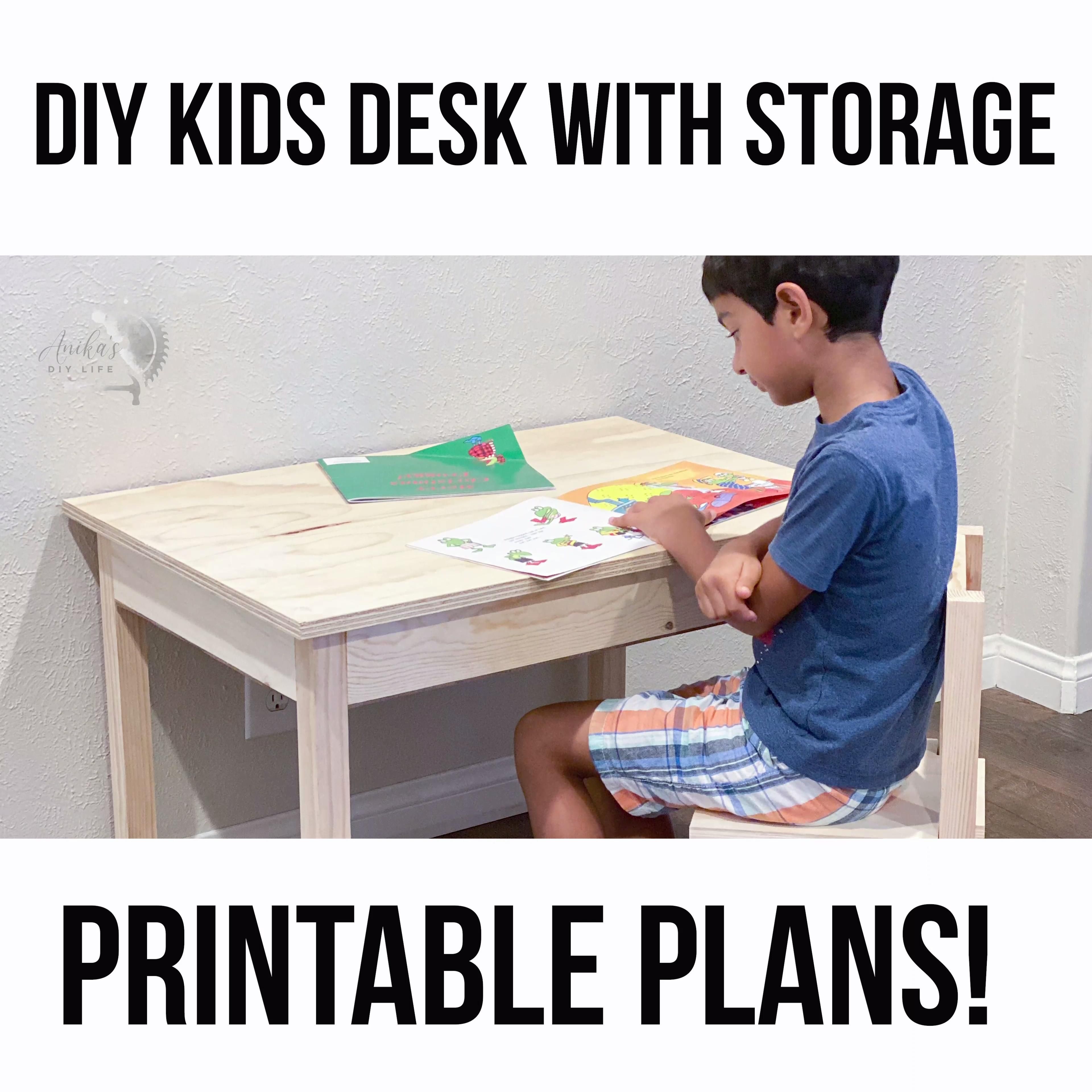 DIY Kids Desk with Storage and Chair - Anika's DIY Life -   19 diy Wood kids ideas