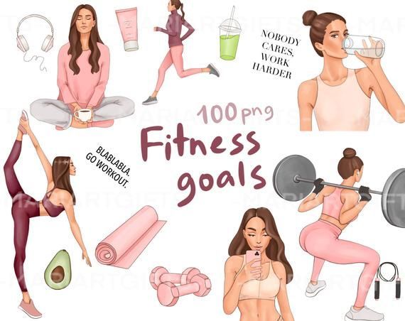 Fitness Clipart, Workout Clip Art, Yoga Clip Art, Fashion Illustration, Gym Equipment, gym clipart, fitness blogger, planner stickers -   19 fitness Art poster ideas