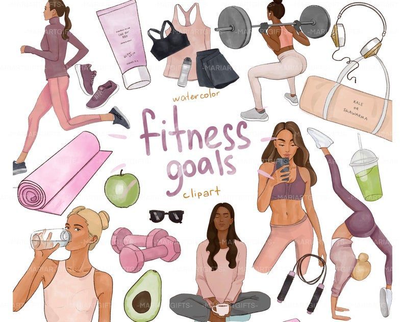 Fitness Clipart, Workout Clip Art, Yoga Clip Art, Fashion Illustration, Gym Equipment, gym clipart, fitness blogger, planner stickers -   19 fitness Art poster ideas