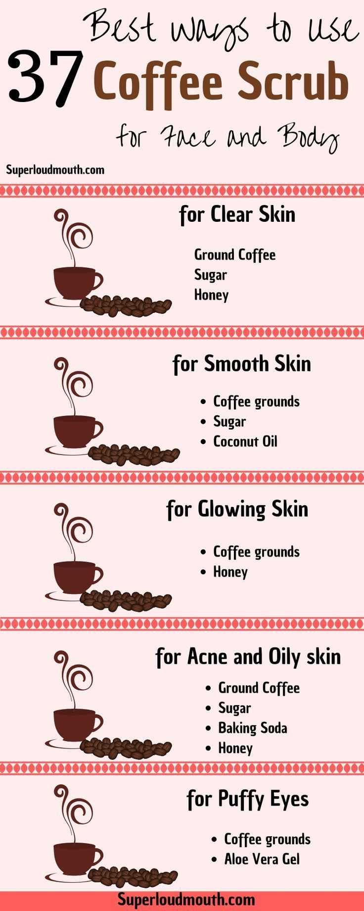 37 Diy Coffee Scrub Recipes for a Beautiful Face, Body and Cellulite -   21 beauty Skin diy ideas