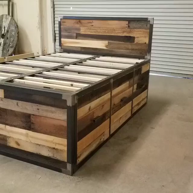 Industrial Style Platform Storage Bed with Reclaimed Wood -   23 diy Bed Frame videos ideas