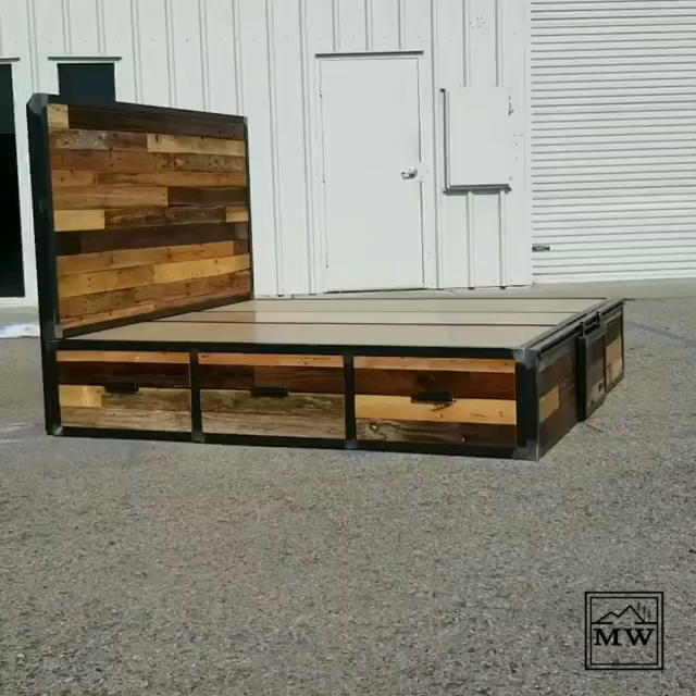 Reclaimed Wood Industrial Storage Bed -   23 diy Bed Frame videos ideas