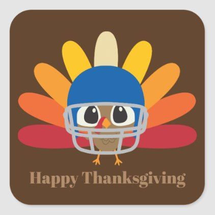 Cute Thanksgiving football turkey Square Sticker -   12 disguise a turkey project boy spiderman ideas