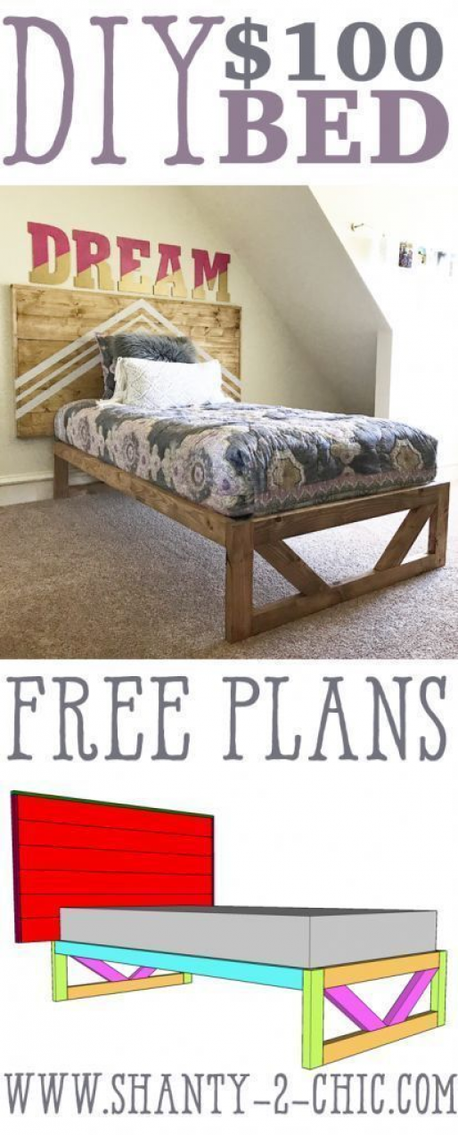 DIY Modern Platform Bed - Free Plans & How-To Video - Shanty 2 Chic -   17 diy Bed Frame for teens ideas