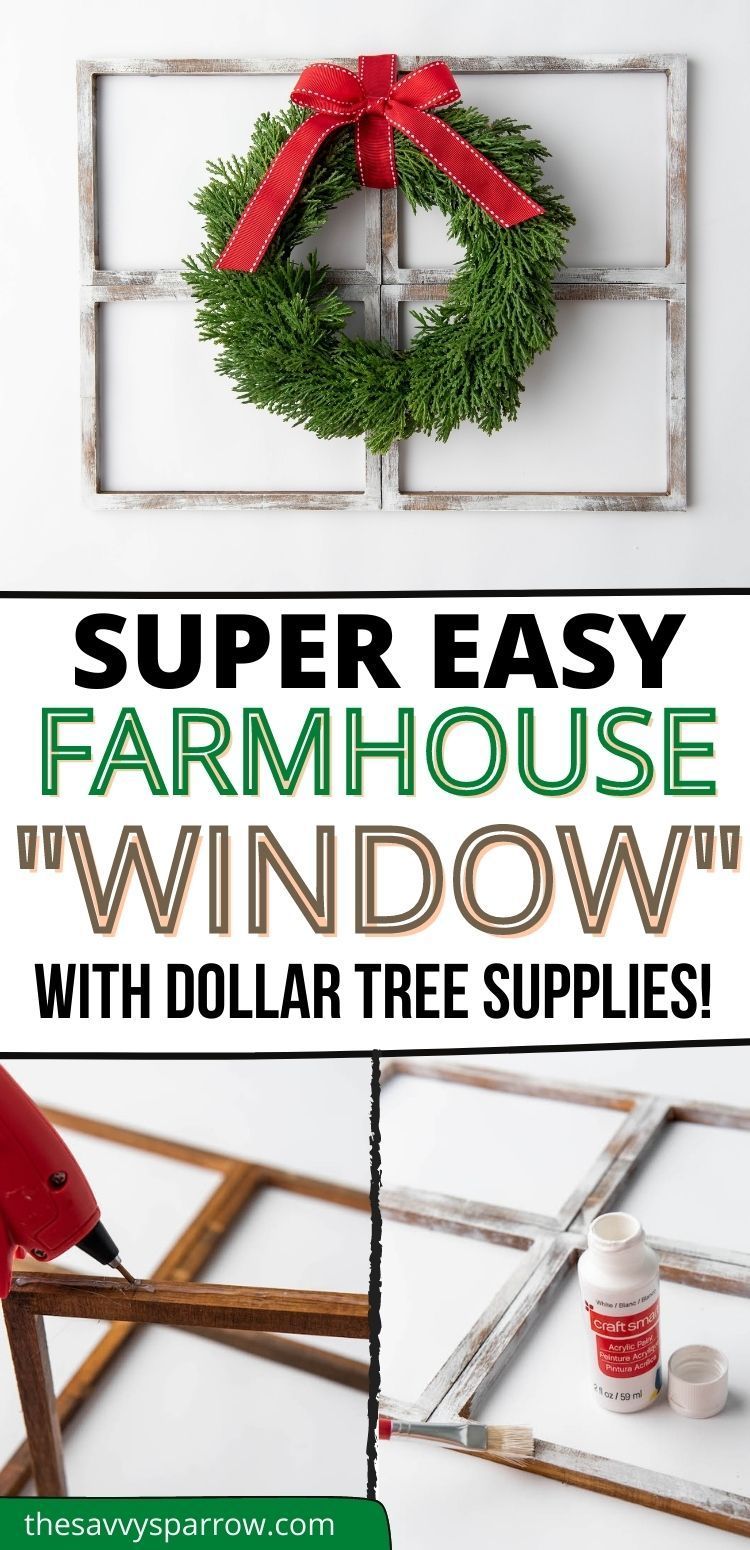 Easy DIY Christmas Decor with Dollar Tree Supplies - Rustic Farmhouse Window Decor! -   17 diy christmas decorations dollar store farmhouse ideas