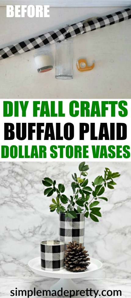 DIY Dollar Store Buffalo Plaid Vases -   17 diy christmas decorations dollar store farmhouse ideas