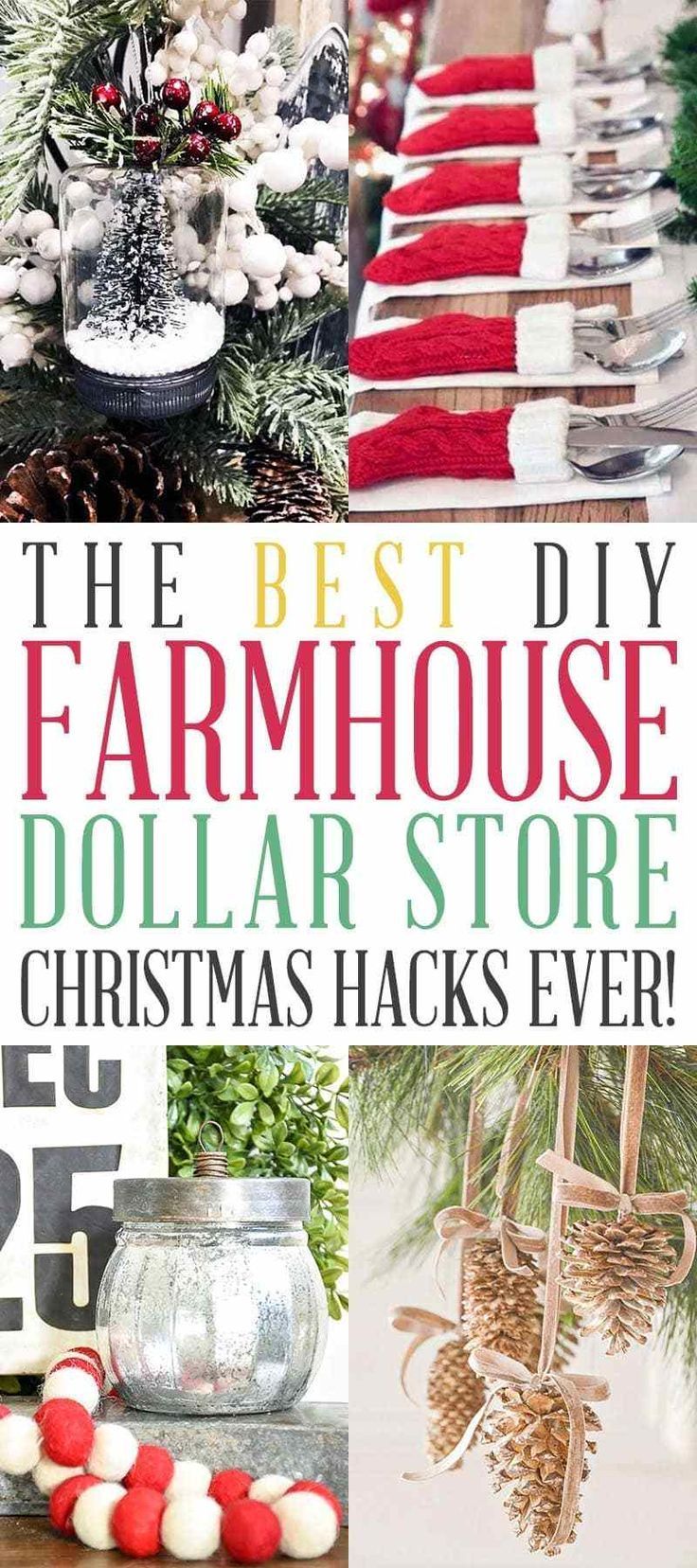 The Best DIY Farmhouse Dollar Store Christmas Hacks Ever! - The Cottage Market -   17 diy christmas decorations dollar store farmhouse ideas