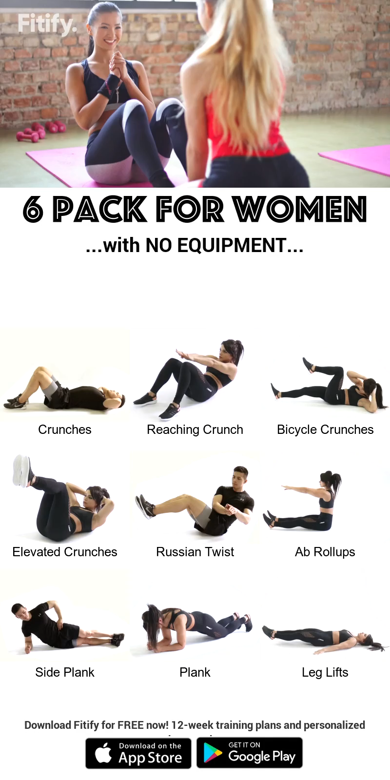 Women 6-Pack using NO Equipment -   17 workouts for flat stomach in 1 week ideas