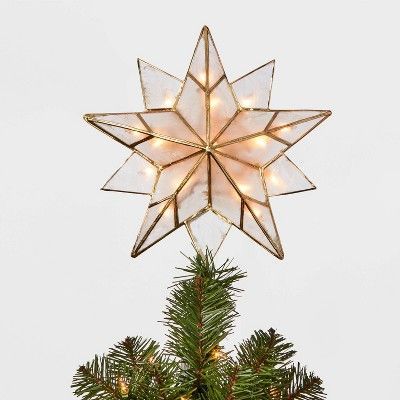 13in 16 Light Capiz Star Tree Topper Clear/Gold - Wondershop -   18 christmas tree topper diy star ideas