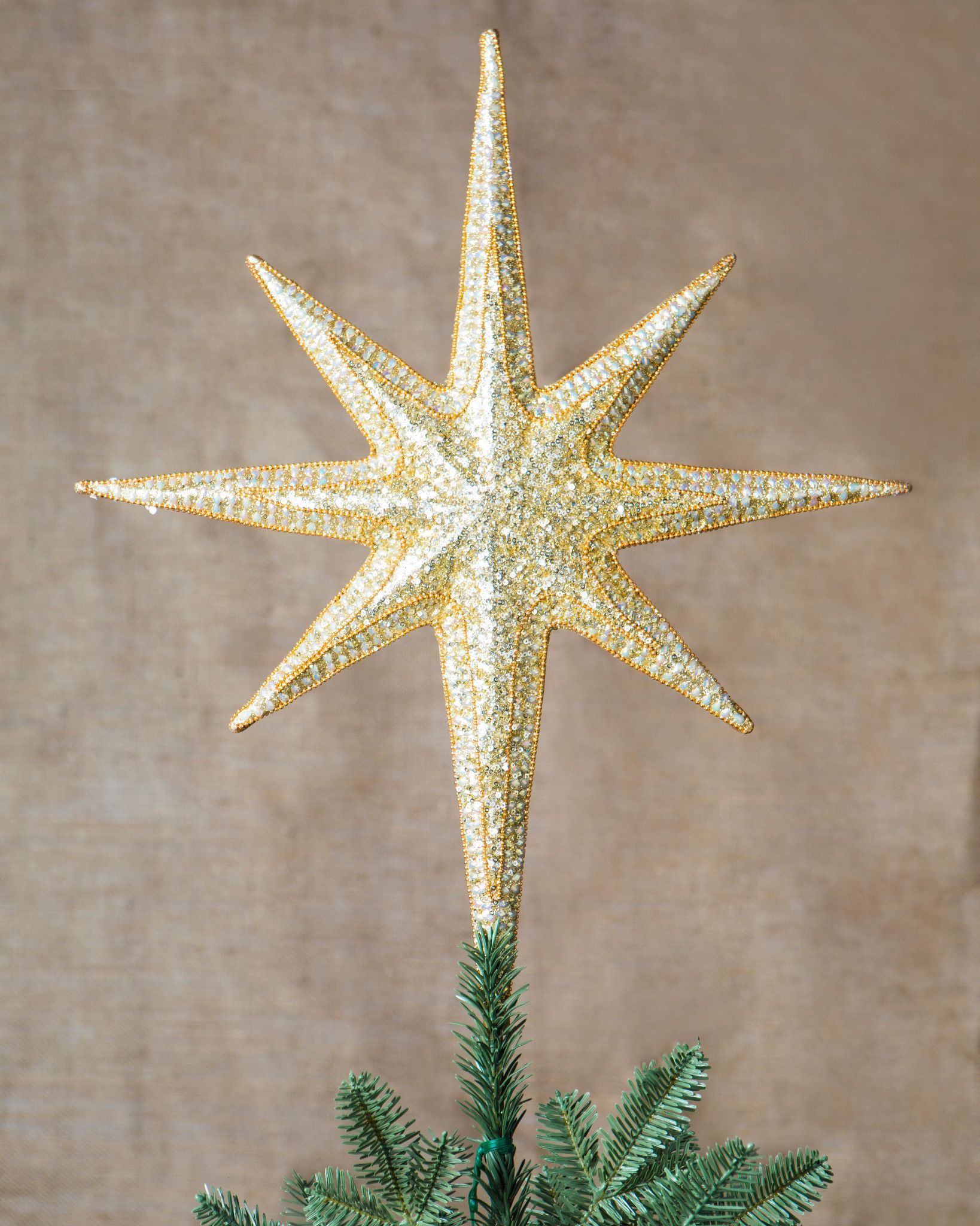 Large Bethlehem Star Beaded Tree Topper by Balsam Hill -   18 christmas tree topper diy star ideas