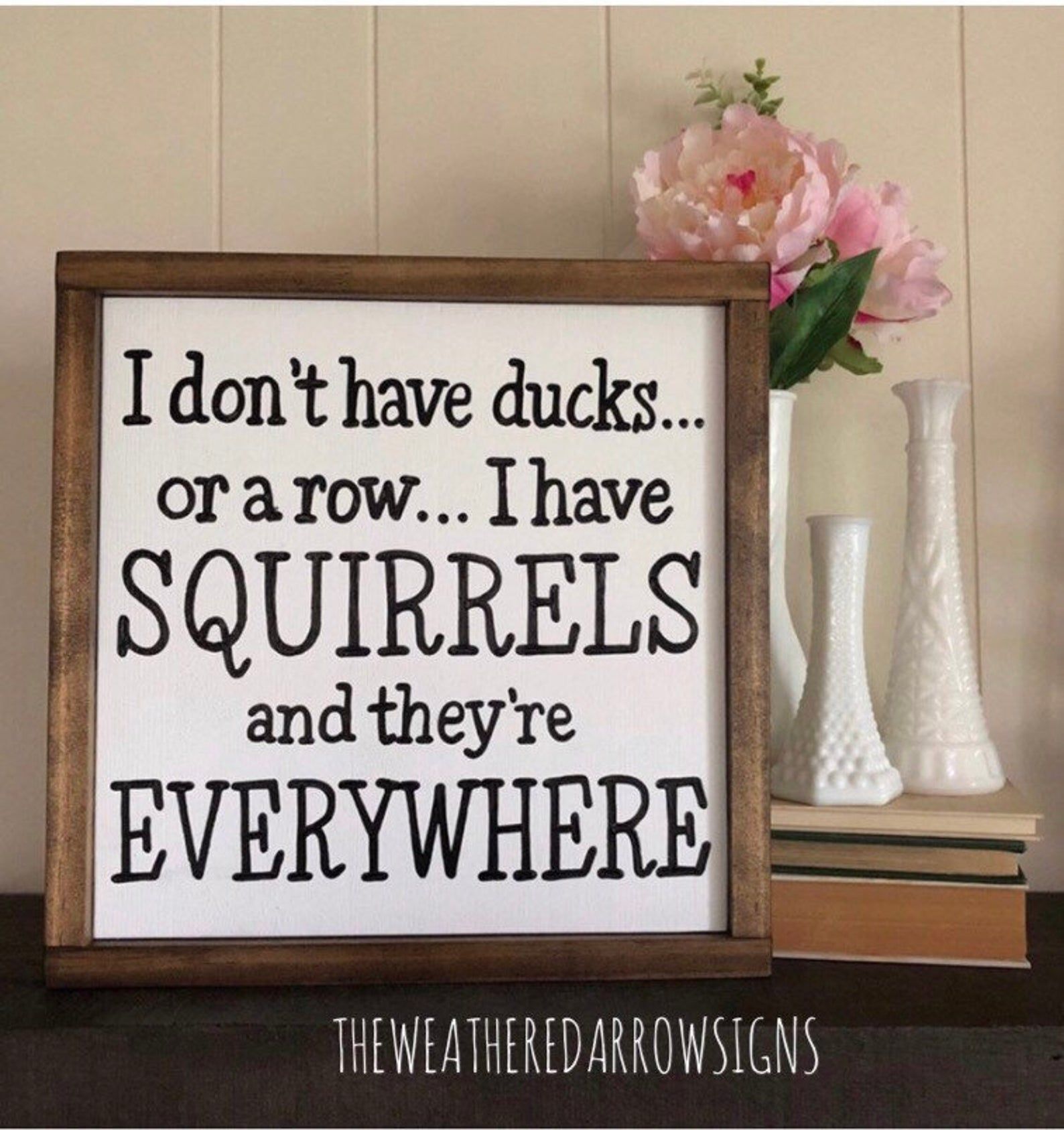 I don't have ducks... or a row... I have SQUIRRELS and they're EVERYWHERE - Framed - Wood sign -   18 home decor signs funny ideas