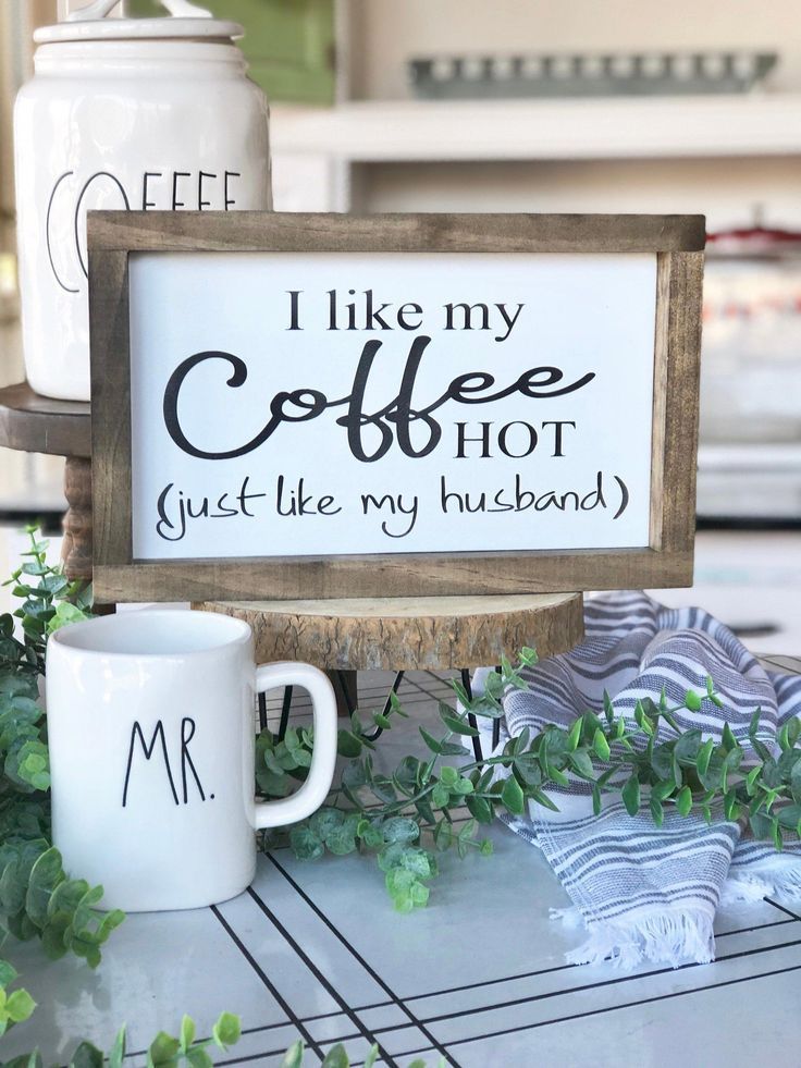 Coffee bar sign  I like my coffee hot  like my husband | Etsy -   18 home decor signs funny ideas