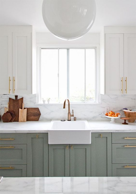 Kitchen Inspiration | Non-White Cabinet Edition - Cobblestone Collective -   18 sage green kitchen cabinets two tone ideas