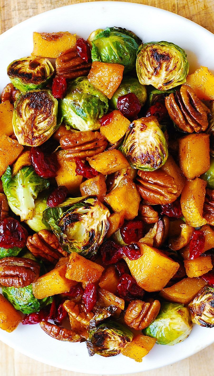 Roasted Butternut Squash and Brussels sprouts with Pecans and Cranberries -   18 thanksgiving recipes ideas
