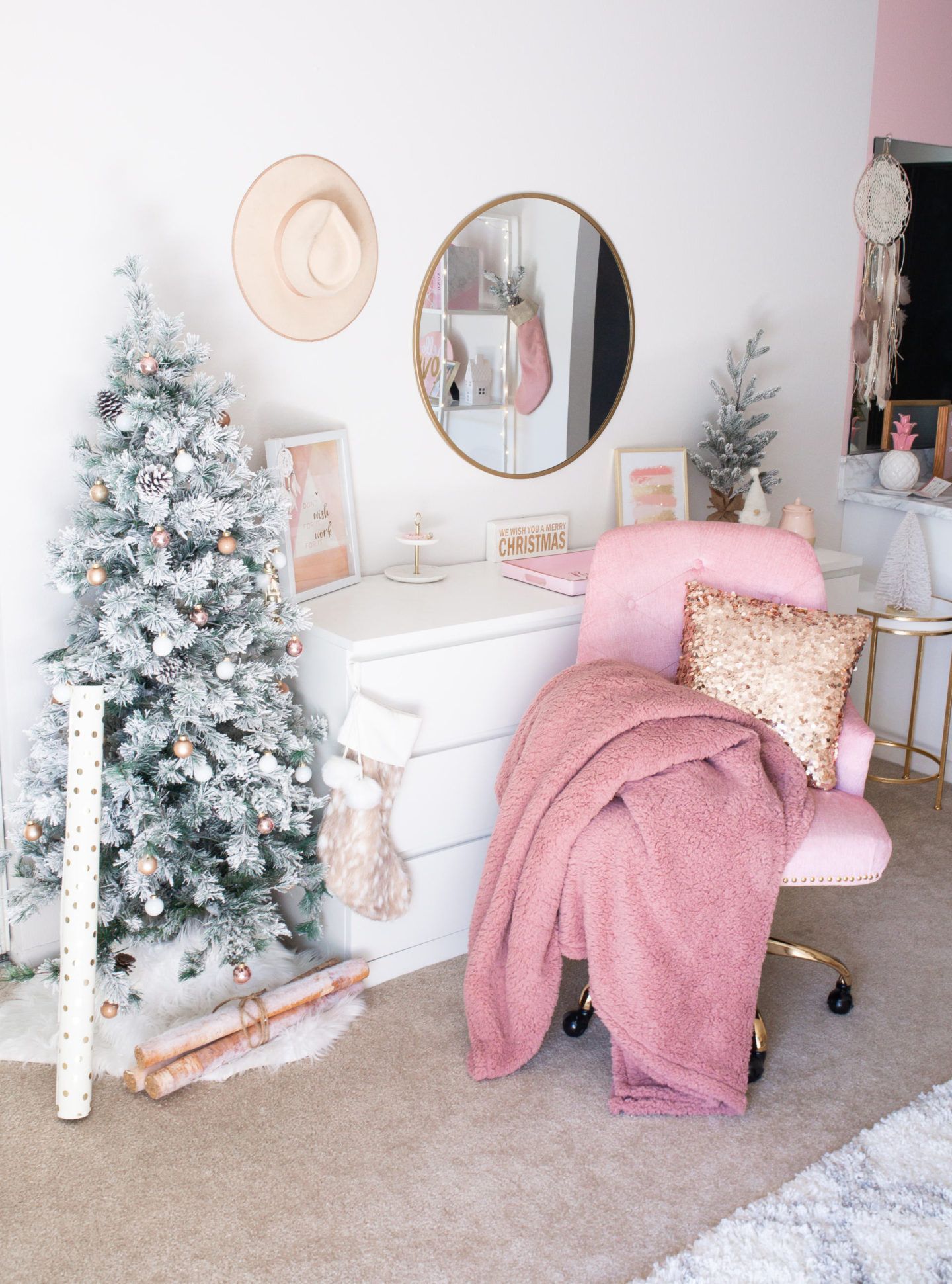 Holiday Home Office Tour - A Pink Christmas | Love Jen Marie -   19 christmas decor for bedroom pink ideas