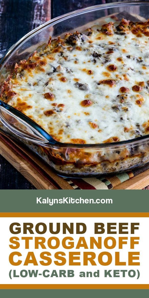 Low-Carb Ground Beef Stroganoff Casserole (Video) – Kalyn's Kitchen -   19 dinner recipes with ground beef low carb ideas