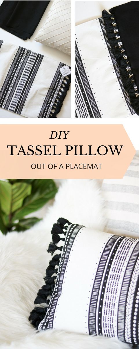 DIY TASSEL THROW PILLOW - OUT OF A PLACEMAT- SUPER QUICK AND EASY -   19 diy Pillows with tassels ideas