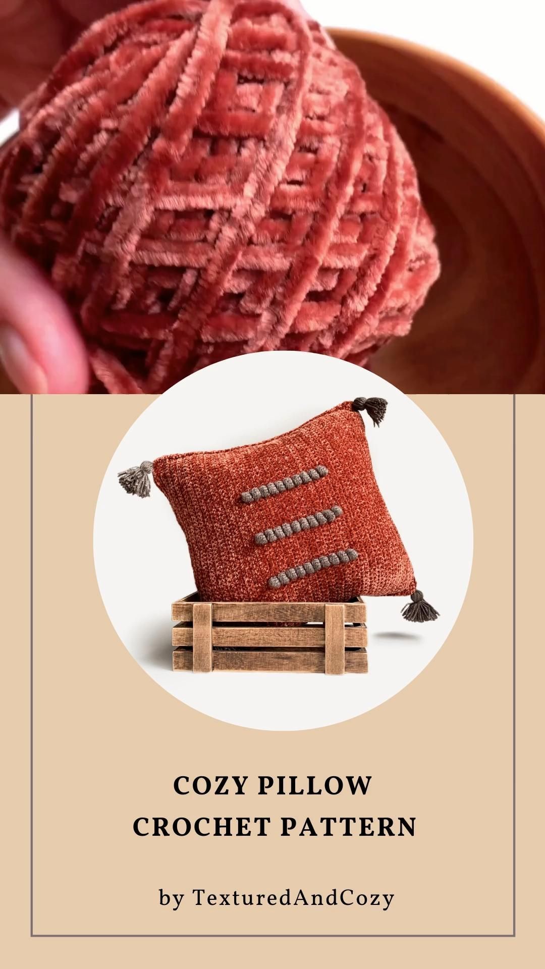 Velvet crochet pillow pattern. Burnt orange pillow cover with bobbles and fringe. Home decor PDF -   19 diy Pillows with tassels ideas
