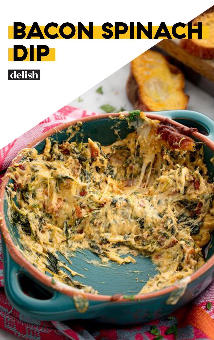 Cheesy Bacon Spinach Dip Will Be Gone In Seconds -   19 thanksgiving recipes appetizers dips ideas