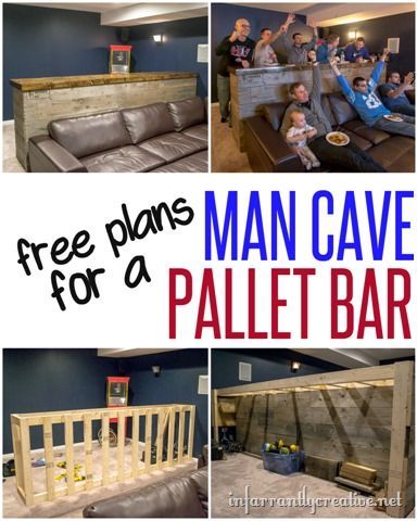 Man Cave Wood Pallet Bar {Free DIY Plans} - Infarrantly Creative -   22 diy projects for men man caves ideas