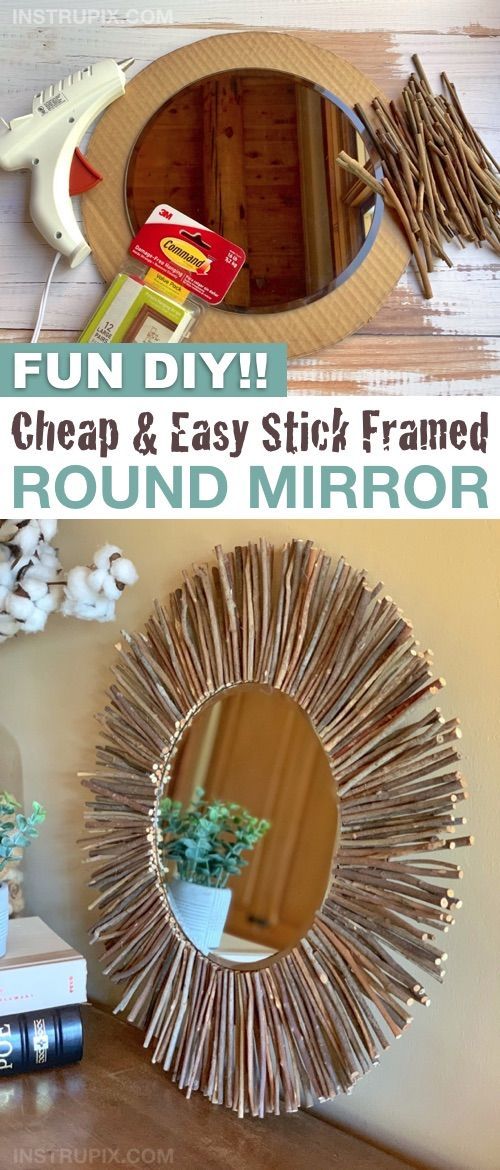 DIY Home Decor: Rustic & Modern Stick Framed Mirror (Cheap & Easy To Make!) Fun Projects & Crafts -   22 home decor for cheap diy wall art ideas